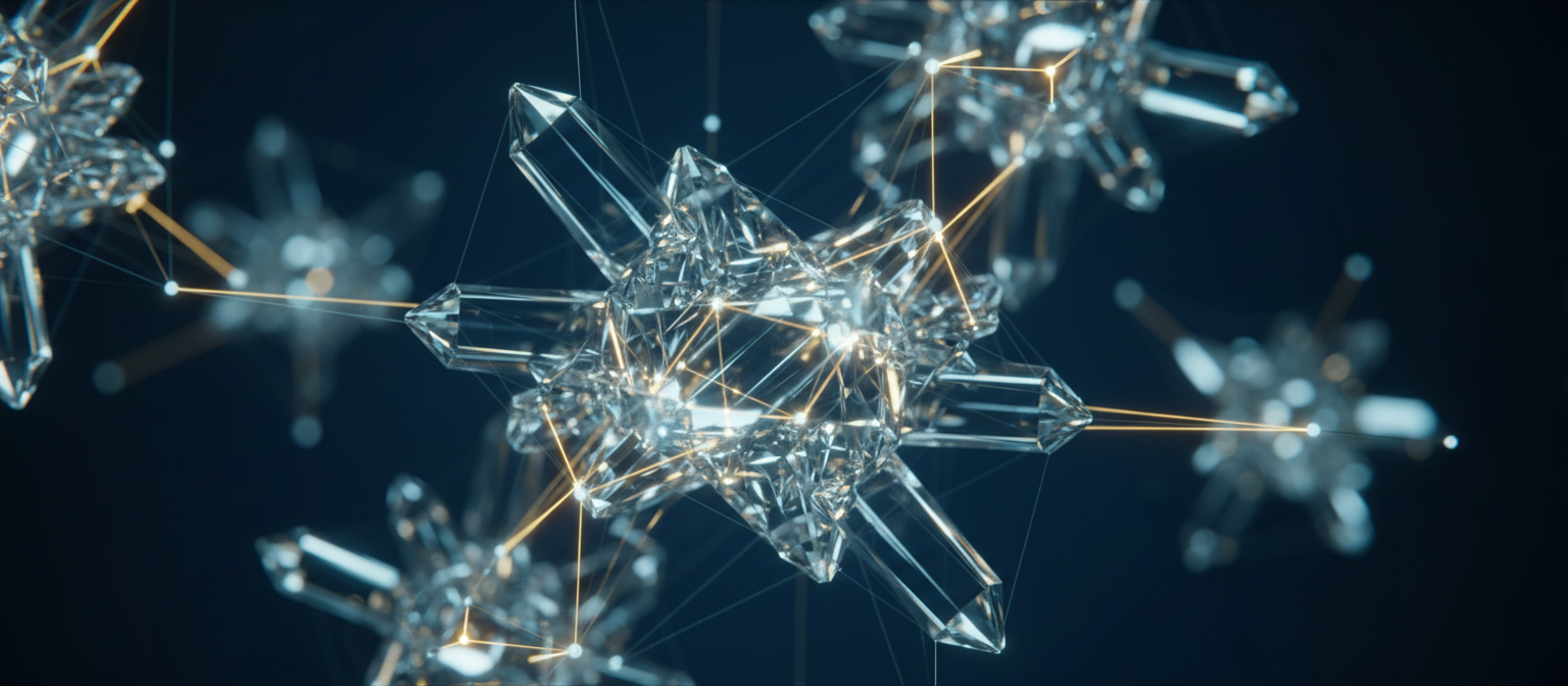 Abstract crystalline network representing AI model connections